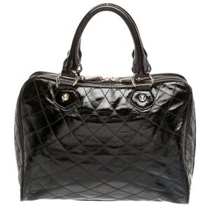 Bally Black Authentic Patent Leather Gold Hardware Satchel